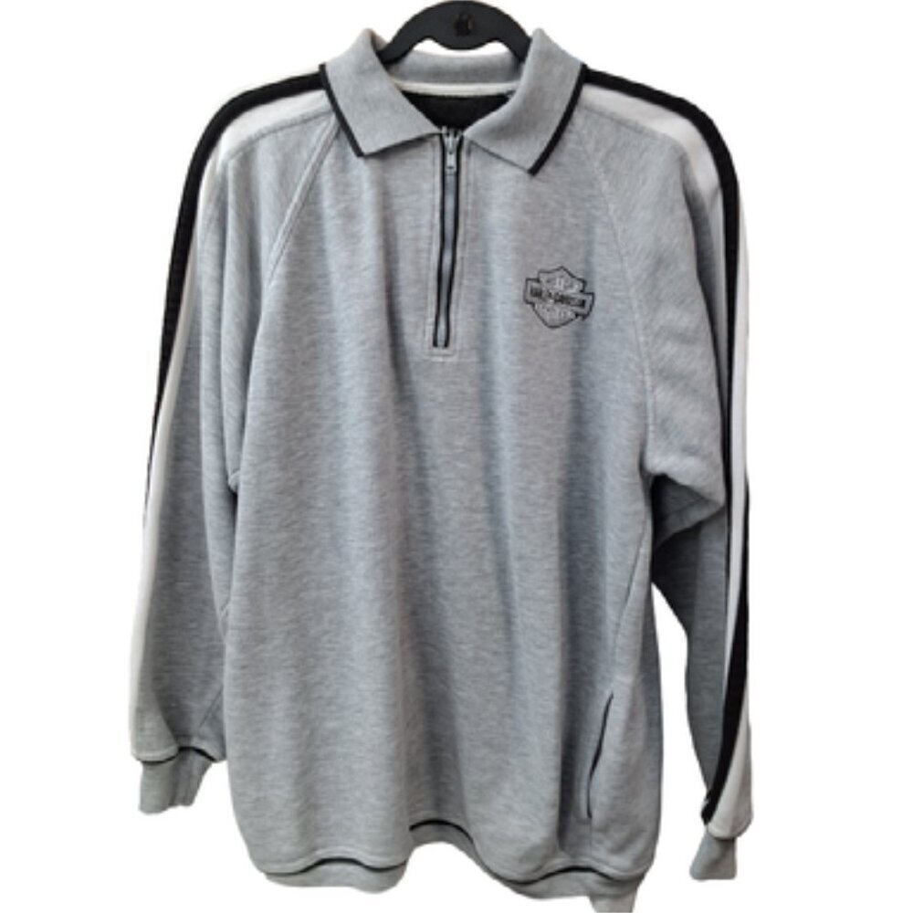Harley Davidson Zip Collar Sweatshirt With Embroidery Sz L
